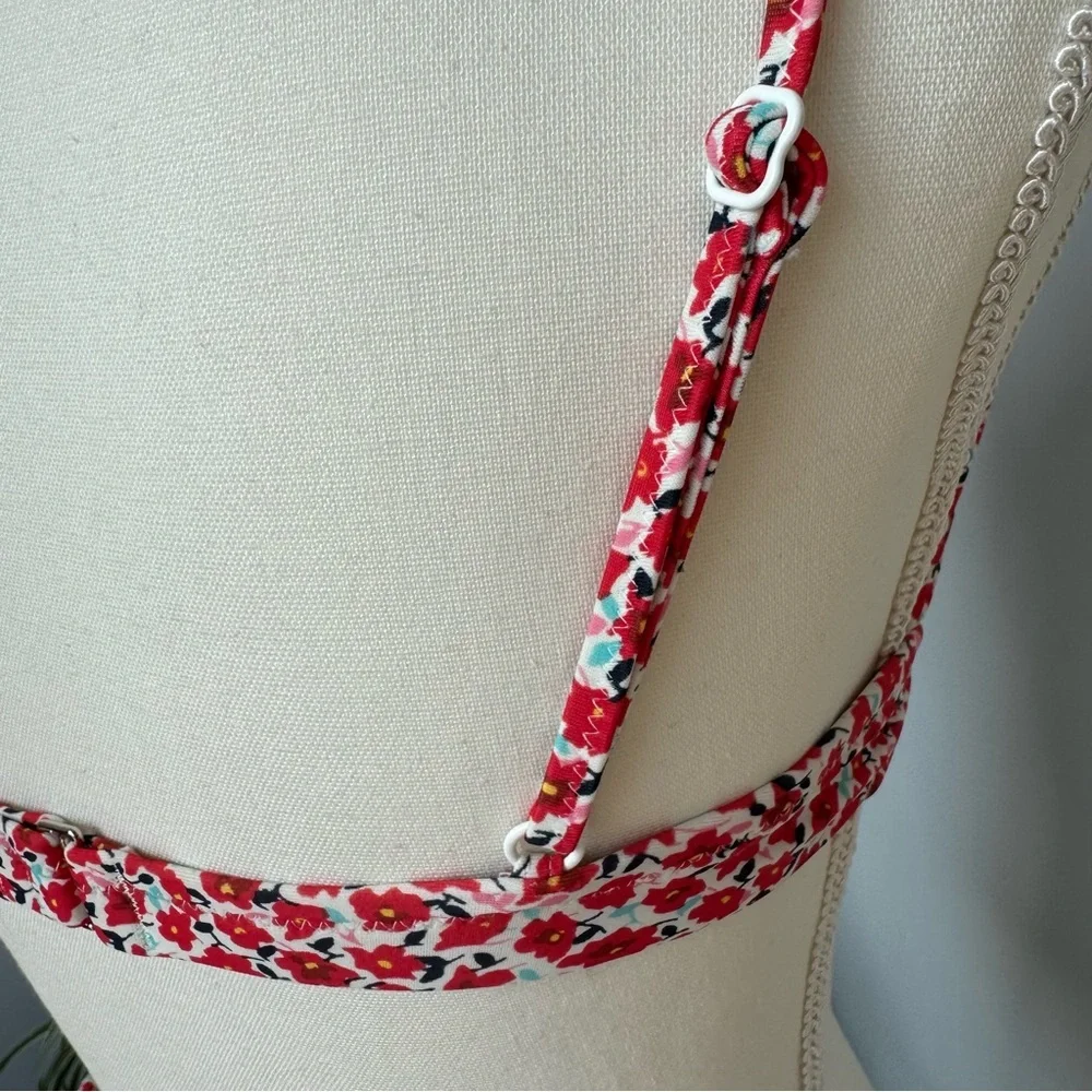 J. Crew Floral Print Bikini High Waist‎ Bottoms & Ruffle on Top Bottom-XS Top-M